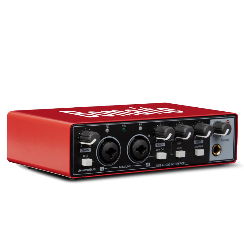 MB28 USB Audio Interface for PC & Mac: 2x2 Guitar & Recording, 24Bit/192kHz, 48V Phantom Power for Podcasting & Music Production
