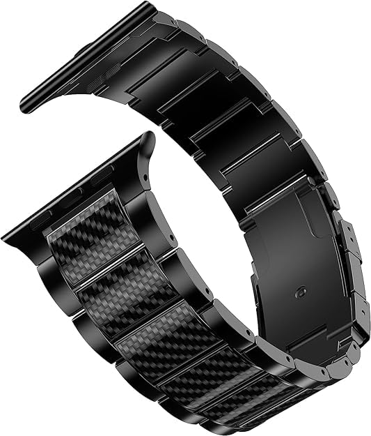 Titanium Bands Compatible with Apple Watch 49mm 46mm 45mm 44mm 42mm 41mm 40mm Band for Men, Titanium Metal Band Replacement Strap for Watch Ultra 3/2/1/Series 11 10 9 8 7 6 5 4 3 SE Carbon Fiber Black 49mm/46mm/45mm/44mm/42mm(Series 3)
