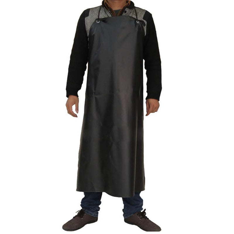 Kikier Extra Long Apron Heavy Duty Waterproof and Stain Resistant Extra Long Apron Kitchen Dishwashing Lab Butcher Fishing, black