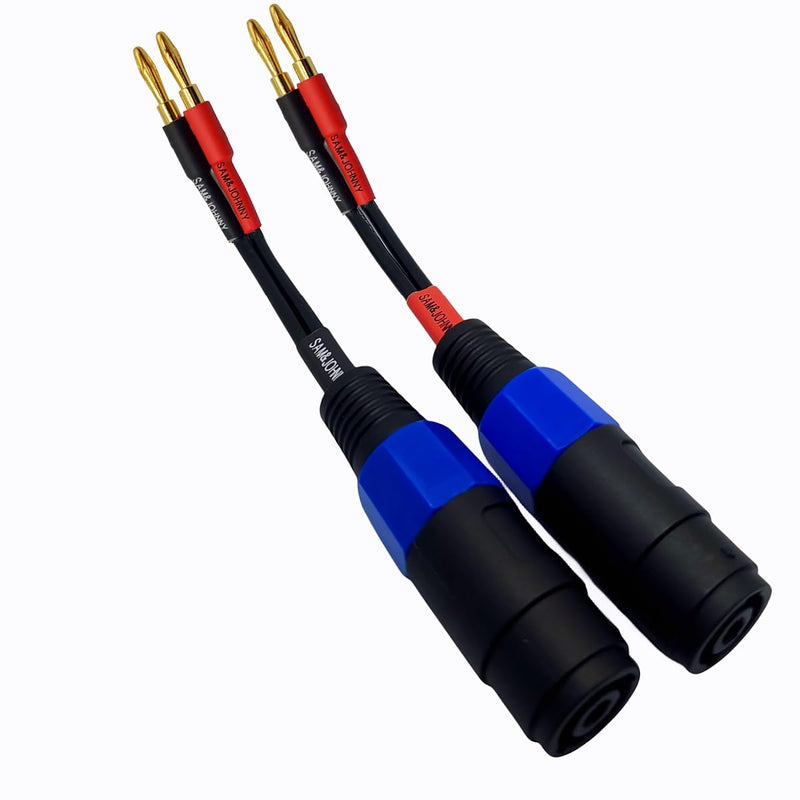 [AUSTRALIA] - Sam&Johnny 4mm Banana Plug to Female Speakon Speaker Adapter Cable 12AWG, 6 Inch - Mono Speakon Female Jack to Banana Cable - 2 Pack 