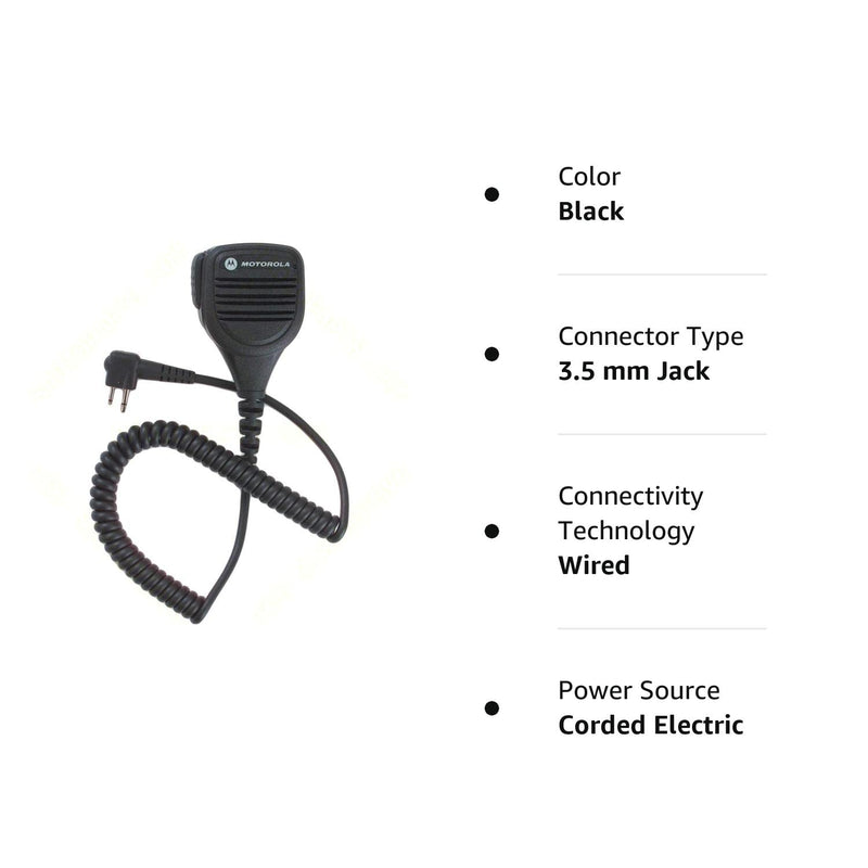 Motorola Original OEM PMMN4013 PMMN4013A Remote Speaker Microphone with 3.5mm Audio Jack, Coiled Cord & Swivel Clip, Intrinsically Safe
