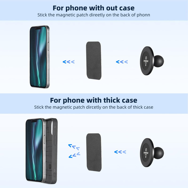 FANAUE SC-03T9 Car Mount Compatible with RAM Mount B Size Ball Head, Magnetic Phone Holder for Dashboard, Windshield & Other Car Accessories - 4.7 to 7.5 inch Smartphones