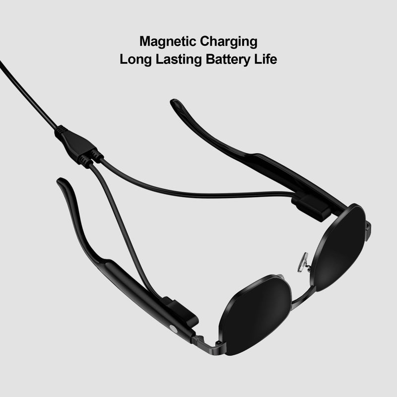 Bluetooth smart sunglasses, audio glasses, nylon lenses, built-in microphone and speaker, UV protection Black