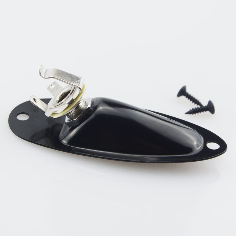 1/4"(6.35mm) Black Oval Guitar Input Output Jack Plate Socket,Guitar Neck Joint Ferrules Bushings with Screws for Fender Strat Tele Guitar or Bass,2PC Guitar Strap Buttons with Strap Blocks