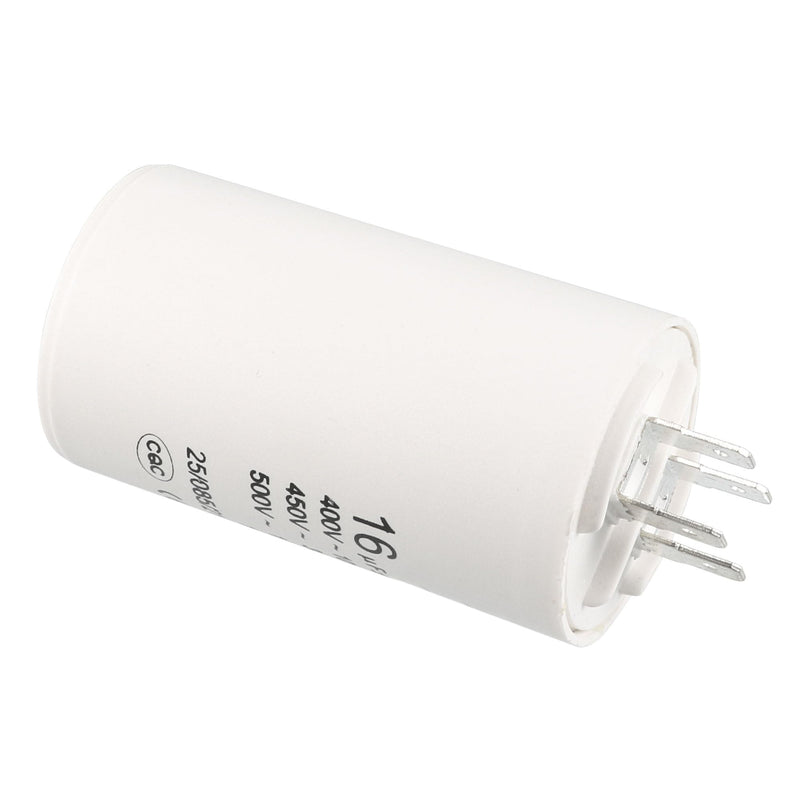 sourcing map CBB60 Operating Capacitor 16uF 450V AC Double Insert 50/60Hz Cylinder 75 x 37 mm White for Air Compressor Water Pump Motor