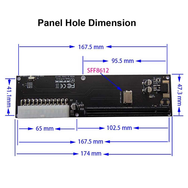 cablecc PCI-E 3.0 M.2 M-Key to Oculink SFF-8611 SFF-8612 Host Adapter for GPD Win Max2 External Graphics Card & SSD SFF-8612 4X to PCI-E 16X