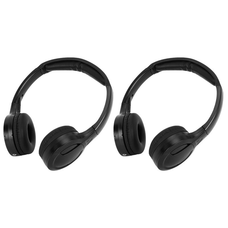 2 Channel Cordless Infrared Stereo Car Headrest Headphone Earphone, IR, Foldable Lightweight Design, Comfortable Fit, Auto Power Off, 2.8/3.8 MHz Channels