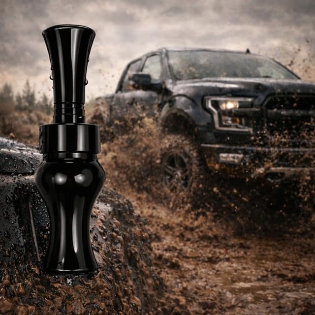 Duck Call Truck Antenna, Short 5.5 Inch Heavy Duty Anodized Aluminum Radio Antenna, Universal Kit Fits Most Trucks Including F150, F250, Maintains Reception, Unique Truck Accessories and Gifts (Black) Duck (Black)