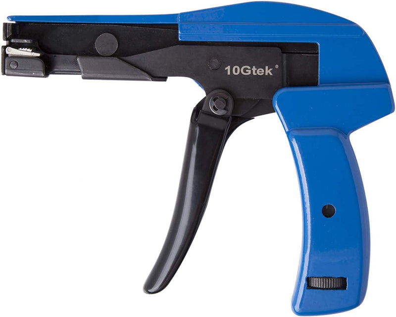 10Gtek Cable Tie Gun - Fastening and Cutting Tool with Handle Special for Nylon Cable Tie Fasten and Cut Cables in Blue
