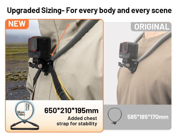 PGYTECH CapLock POV Action Camera Neck Mount, Quick Release & Adjustable Chest Strap, Hand Free Video Vlog Necklace Lanyard Holder for DJI OSMO Action 6/5 Pro/Pocket 3/Xtra Muse, Gopro 13/12, Insta360