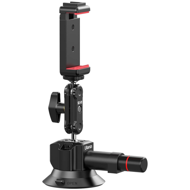 [AUSTRALIA] - UURig SC-01 Suction Mount 3" for Vlogging Action Camera Car w Smartphone Clamp Compatible with DJI OSMO Pocket 3/OSMO 360/Insta 360 x5/Xtra/iPhone 17 16 15 14Pro Max, 1/4" Magic Arm Windshield Window 3" SC-01 Suction Mount 