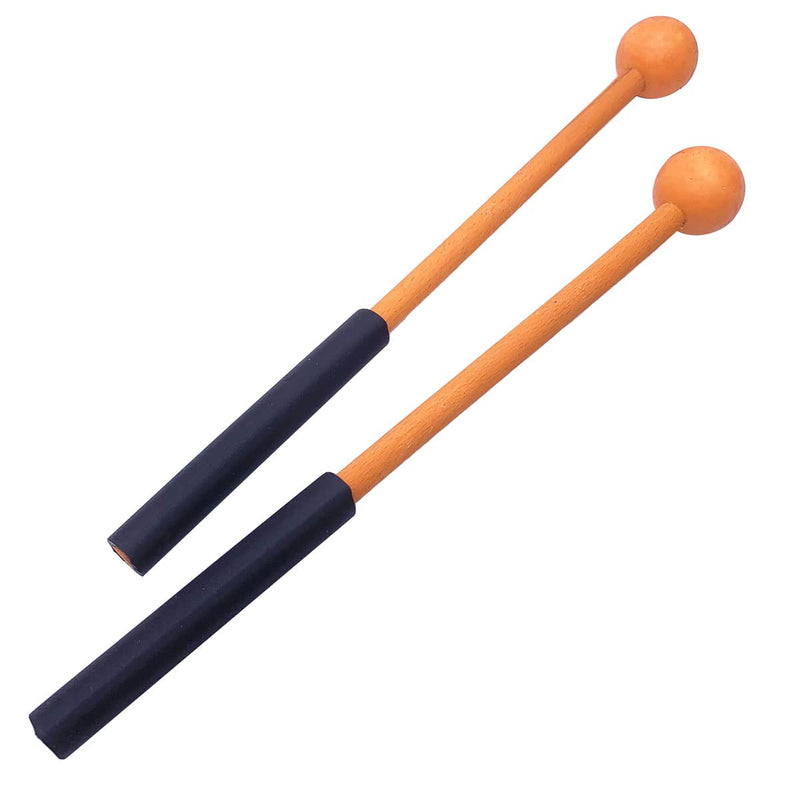 1 Pair 9 Inch Rubber Xylophone Sticks Tongue Drum Mallets Percussion Sticks Hammer for Glockenspiel, Xylophone, Chime, Woodblock, and Bells (Orange) Orange