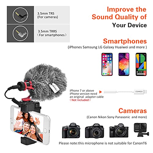 COMICA CVM-VM10II Universal Shotgun Microphone for Camera, iPhone, Android Red