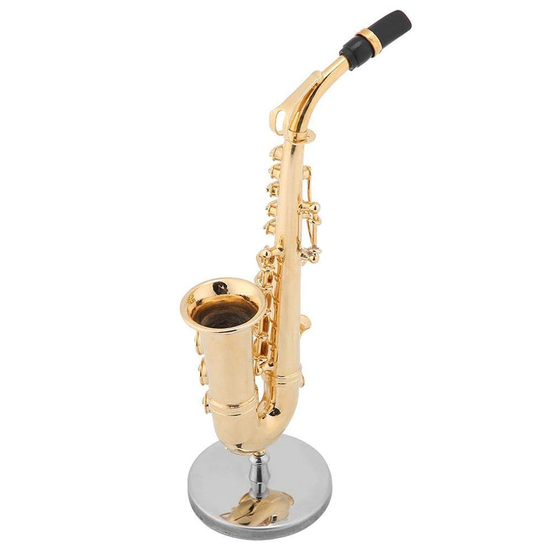Miniature Alto Saxophone Delicated Gold Plated Mini Instrument Ornament with Case, and Decoration Saxophone Model Mini Musical 14cm Miniature Alto Saxophone Replica