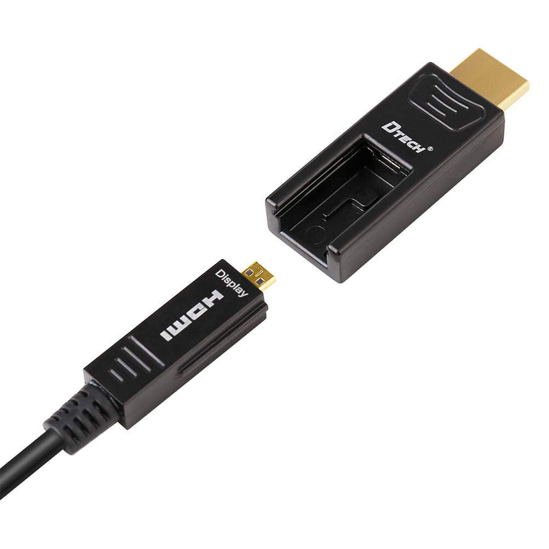DTECH 25 Feet Fiber Optic HDMI Cable 4K 60Hz YUV 444 18Gbps Ultra HD with Dual Connector Micro to Standard HDMI Cord for TV Projector Computer Monitor (8 Meters) 25ft