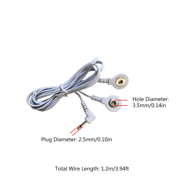 TENS Wire Cable Electrode Cable Cable for TENS Machines 2.5mm Male to 3.5mm Snap Lock 4 Pack