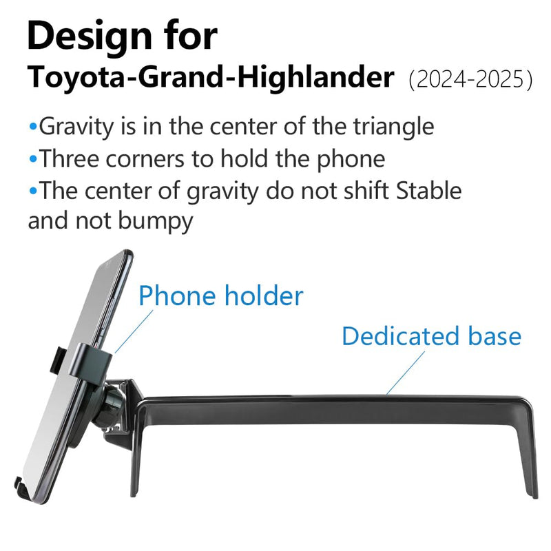 Car Phone Holder for Toyota Grand Highlander 2024 2025 2026 Auto Accessories Navigation Bracket Interior Screen Decoration Dash Board Mobile Cell Phone Mount case for Grand Highlander 2024-2026