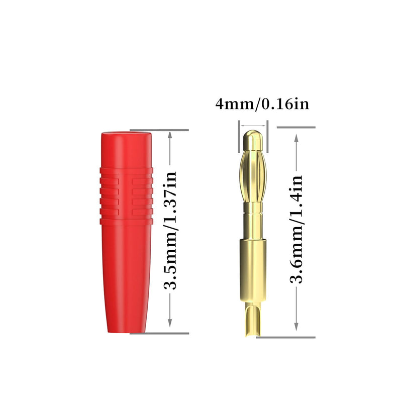 Cleqee Pack of 10 4 mm Banana Plugs Male Plug Gold-Plated Solder Type Adapter for DIY Electrical Testing 4 mm gold-plated banana plug