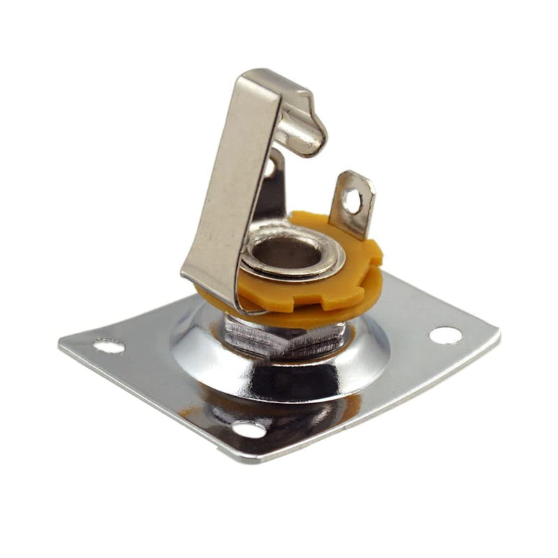 Square Metal 1/4 Output Jack Plate Input Jack Socket for Electric Guitar Bass (Chrome) Chrome