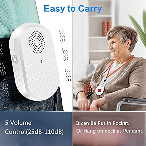 ChunHee Wireless Caregiver Pager Call Button Nurse Alert System Call Bell for Home/Elderly/Patient Emergency Vibration Pager 1 Transmitter+1 Receiver(800+Feet Operating Range) 1Transmitter+1Receiver