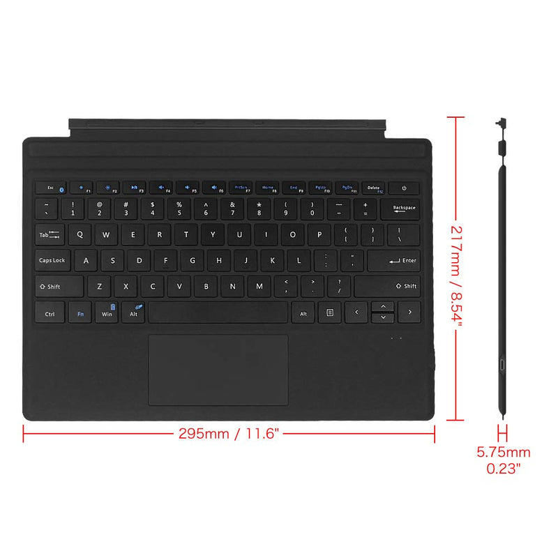 Fintie Type Cover for Microsoft Surface Pro 7 Plus/Pro 7 / Pro 6 / Pro 5 / Pro 4 / Pro 3, Ultrathin Portable Wireless Bluetooth Keyboard with Built-in Rechargeable Battery (Black)