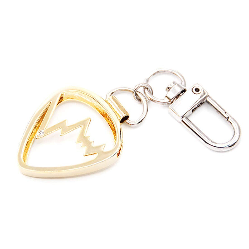 Soundwave Shaped Guitar Pick Holder Keychain for Guitarists (Gold) Gold