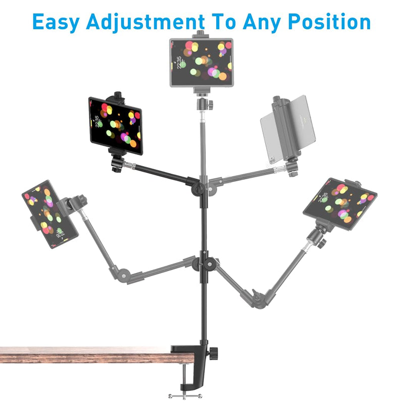 [AUSTRALIA] - KDD Webcam Stand Camera Mount with Phone Holder, 22 Inch Foldable Flexible Gooseneck Cell Phone Clamp & Table Projector Mount, for Logitech C922 C930e C920S C920 C960 Brio 4K, Gopro Hero 8 7 6 5 Large 