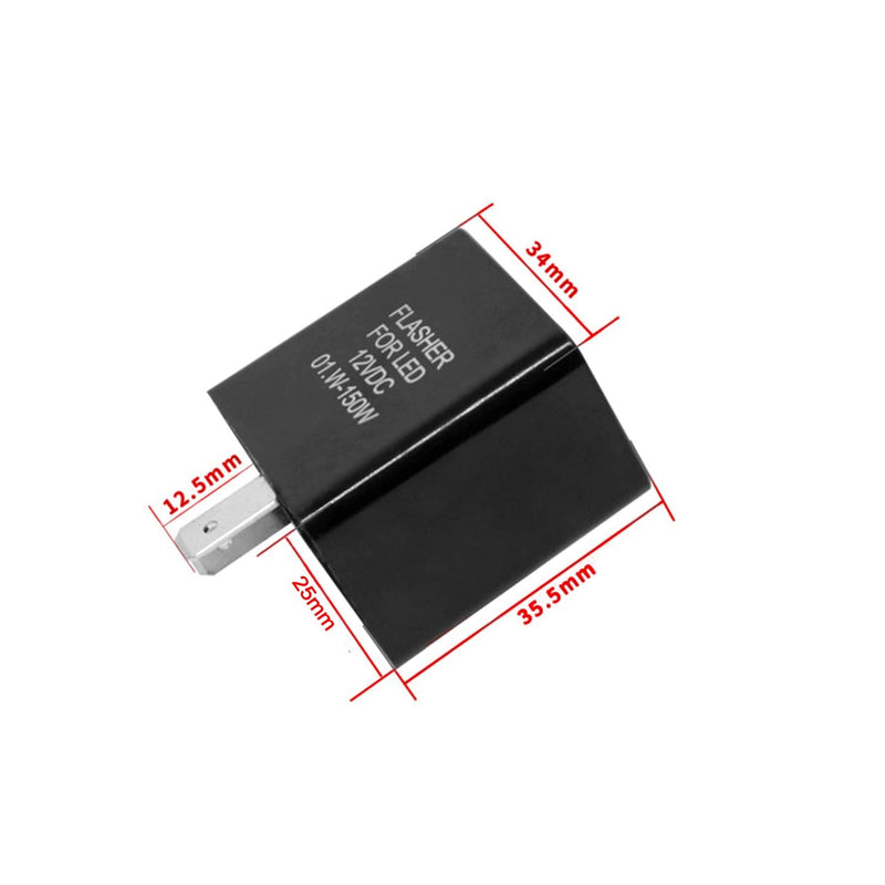 JZK 12V 2 Pin LED Motorcycle Load Indicator - Turn Signal Blinker Relay with Fix Electronic Control