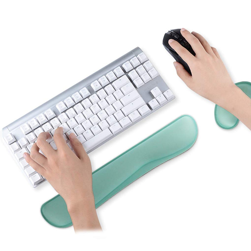 Poualss Memory Foam Set Keyboard and Mouse Wrist Pad Rest,Cushion Support for Office,Gaming,Computer,Laptop and Mac,Pain Relief& Easy Typing (Mint Green) Mint Green