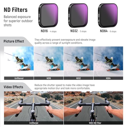 NEEWER ND & CPL Filter Set Compatible with Insta360 Ace Pro, ND16 ND32 ND64 CPL 4 Pack Action Camera Accessories Polarizer Neutral Density Filters with Multi Coated Optical Glass & Slim Aluminum Frame 4 Pack ND/CPL