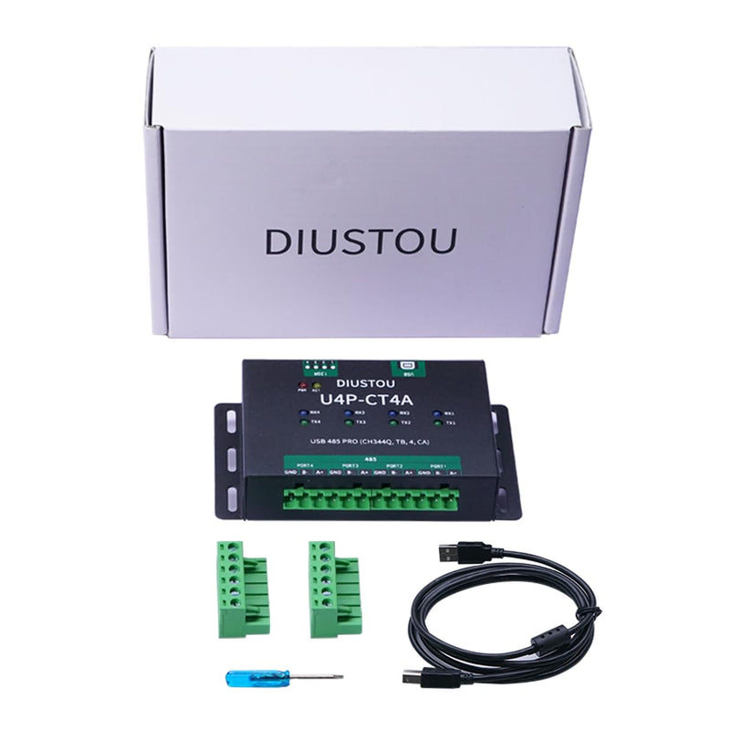 USB to 4-Channel 485 Serial Module CH344Q SP3485 Chip 480Mbps USB Interface Supports 485 Communication at 3M baud Rate Metal case with Isolation Multiple Protection