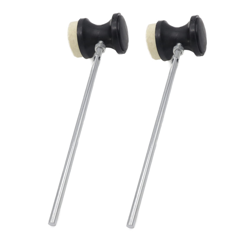 2pcs Double-Sided Bass Drum Pedal Beater, Double Kick Drum Pedals Beater, Stainless Steel Handle Bass Drum Pedal Beater with Felt Head, Drum Percussion Parts Accessories Black