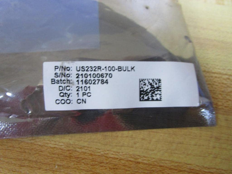 FTDI US232R-100-BULK, Cable, Assembly; USB-RS232; 9 COND; 24AWG; 1M; USB-A, DB9 Male; W/LEDs