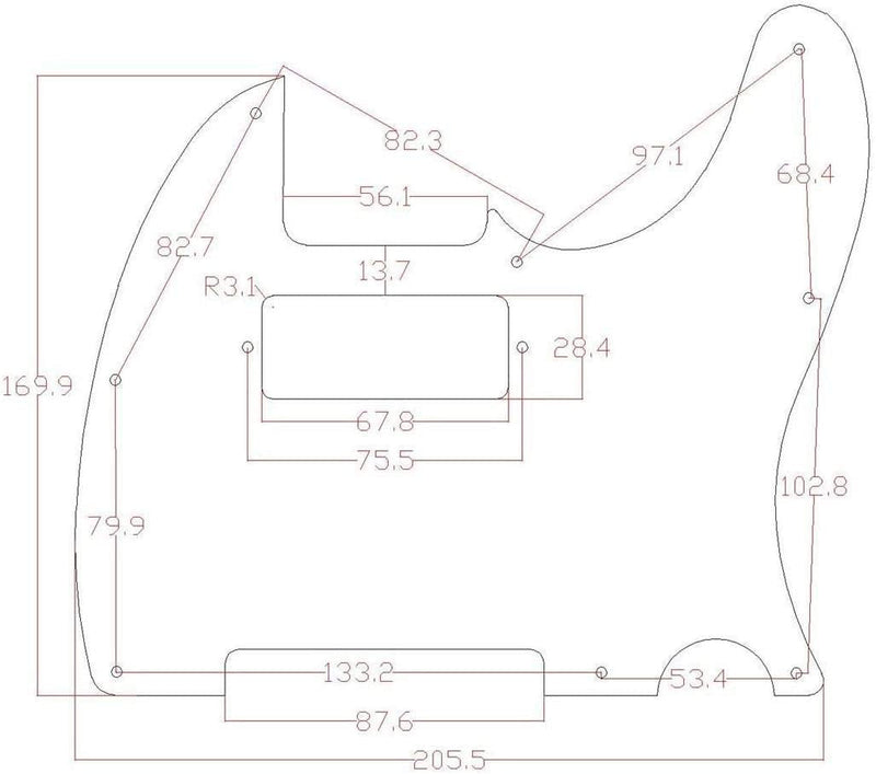 [AUSTRALIA] - Dopro Tele Guitar Pickguard Scratch Plate with Mini Humbucker Pickup Hole fits USA/Mexican Fender Telecaster Vintage Tortoise 