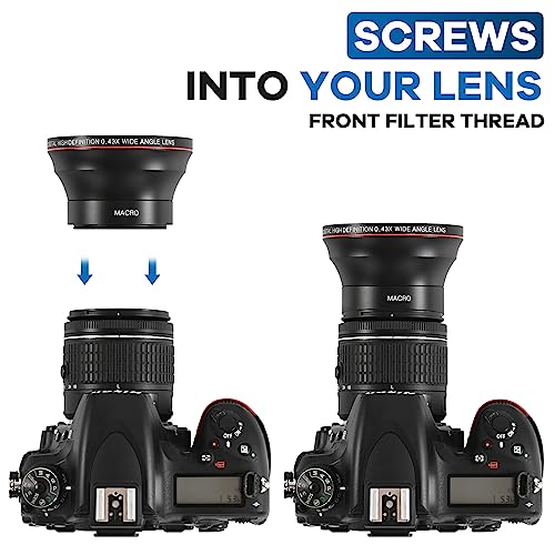 Lightdow 58MM 0.43x High-Definition Wide Angle + Macro Lens Attachment for Canon EOS Cameras - Enhance Your Photography Creativity (φ58mm) φ58mm