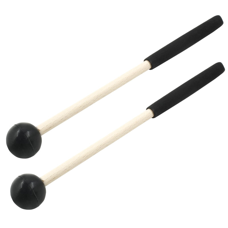 8 Inch Percussion Mallets Stick with Rubber Head and Handle，Wood Drum Mallets for Xylophone,Glockenspiel, Black