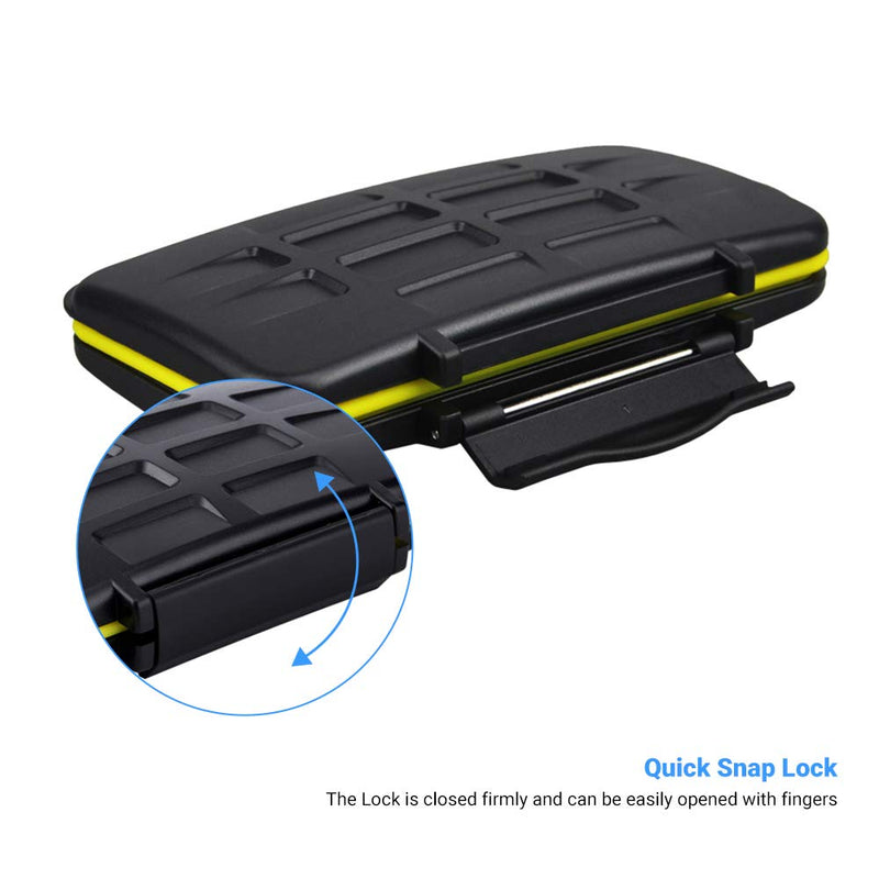 12 Slots SD Card Case Holder, SD Card Holder SD Card Organizer SD Card Storage Water-Resistant Anti-Shock SD/SDHC/SDXC Card Holder Storage with Carabiner 12 Slots for SD Card