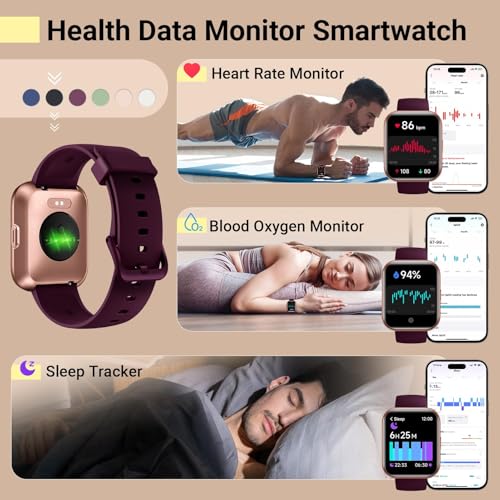 Smart Watch for Women Men with Extra Pink Silicone Watch Band Replacement