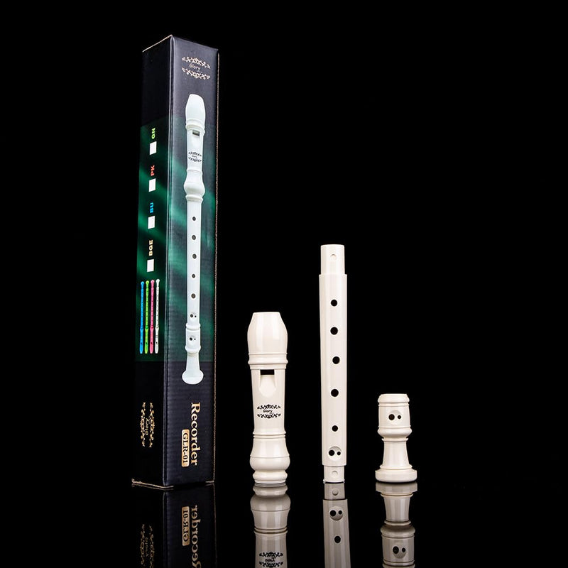 Glory Soprano Recorder Instrument for Beginner, German Fingering C Key Recorder Instrument,Beige Beige