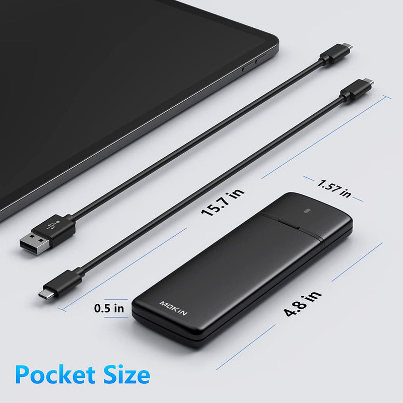 M.2 NVME SATA SSD Enclosure Adapter Tool-Free, RTL9210B Chips, USB C 3.1 Gen 2 10Gbps NVME, 6Gbps SATA PCIe M-Key(B+M Key), Support UASP Trim for SSD Size 2230/2242/2260/2280