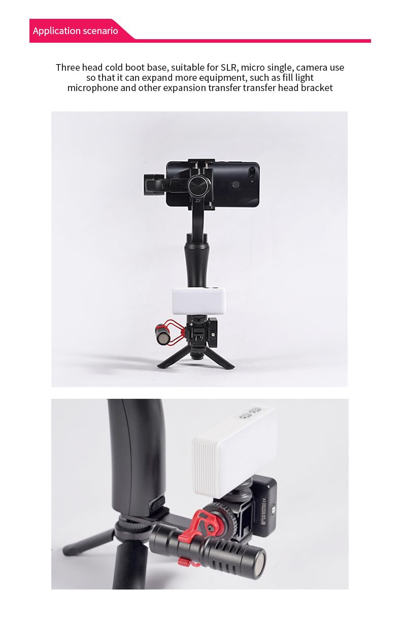 Aluminum Camera Cold Shoe Mount, Hot Shoe Extension Camera Flash Bracket for Light, Mic, with 1/4'' Tripod Screw (ST-001) ST-001