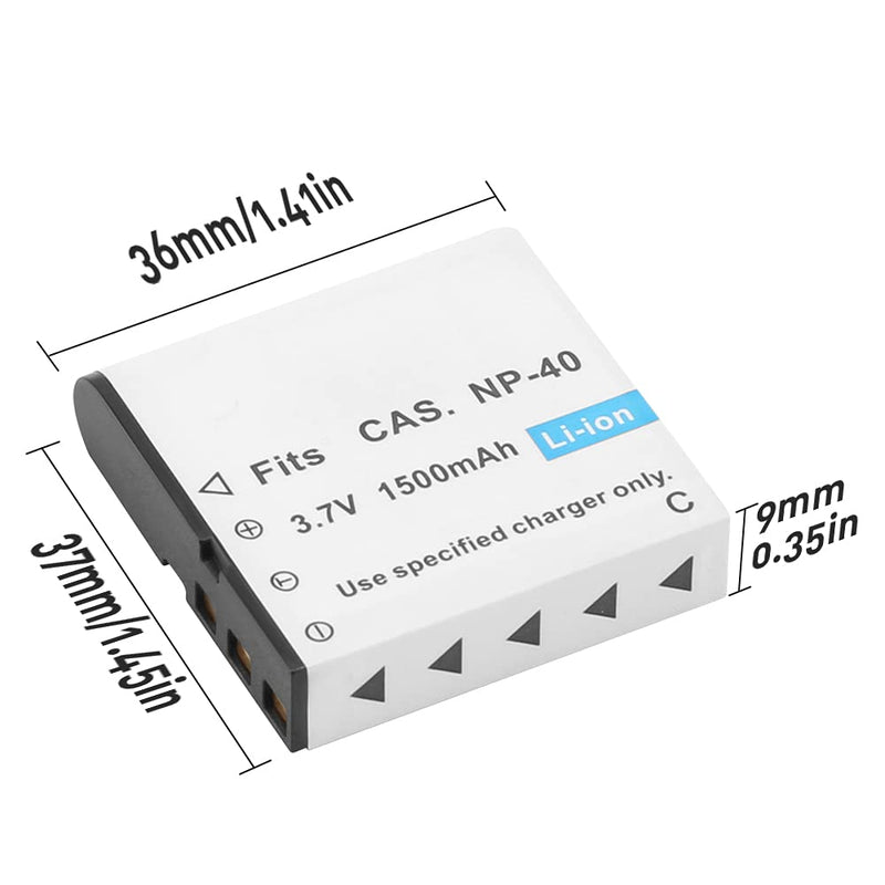 [AUSTRALIA] - NP-40 Battery Pack, 1500mAh Rechargeable Battery(3-Pack) with USB Dual Charger for Video Camera Camcorders Compatible with Casio NP-40 (Not for Fujifilm NP40) 