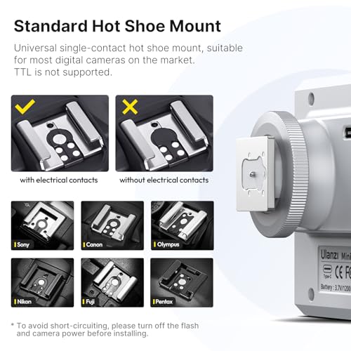 Ulanzi F12 Mini Camera Flash Speedlite, GN12 CCT 5600K for Canon Sony Fuji White