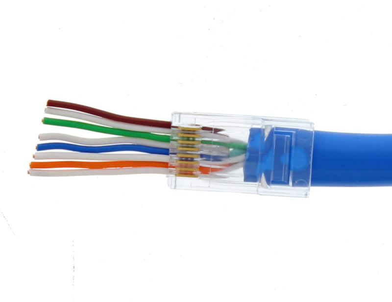 Ideal Electrical 85-385 Unshielded Feed-Thru Modular Plug, Cable Connector for CAT6A/6 Unshielded Cables, 50 Connectors 50 Pack