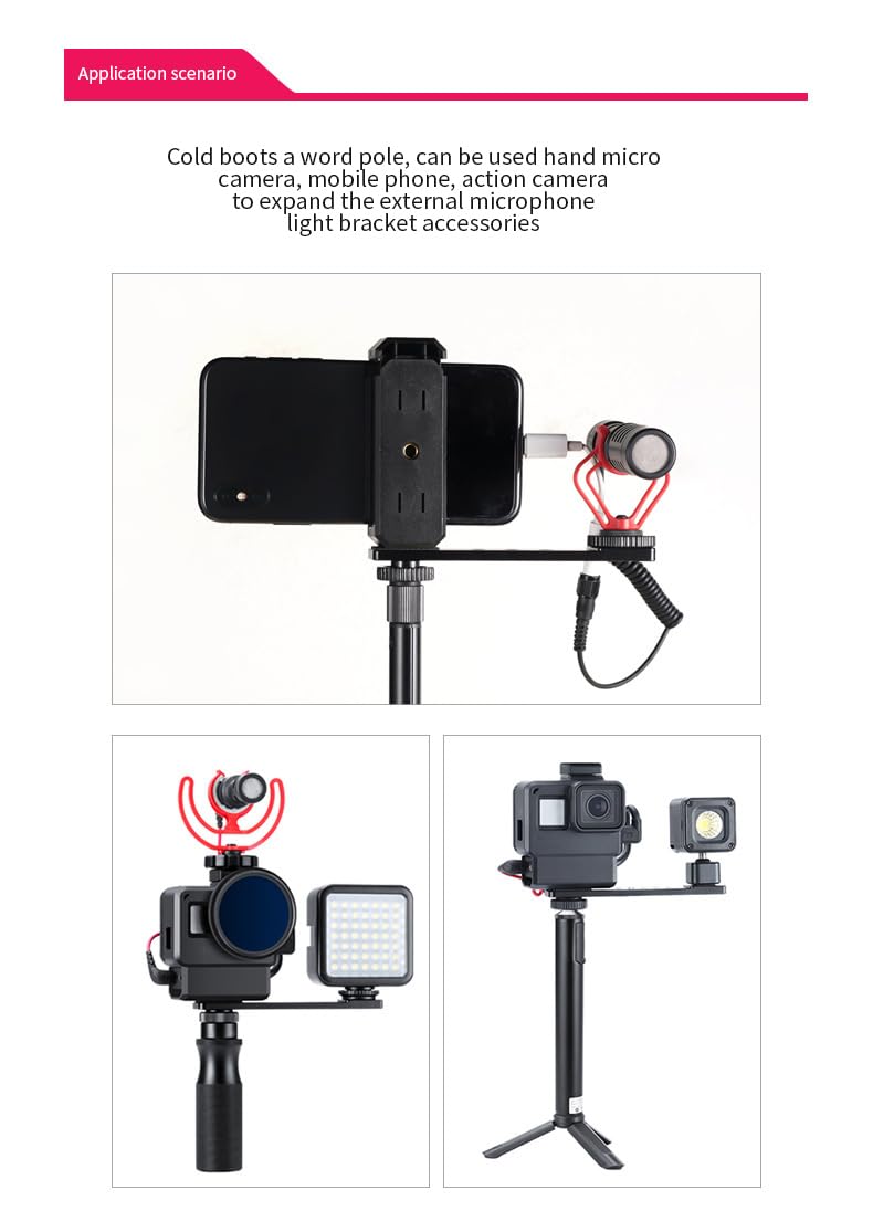 Aluminum Camera Cold Shoe Mount, Hot Shoe Extension Camera Flash Bracket for Light, Mic, with 1/4'' Tripod Screw (ST-001) ST-001