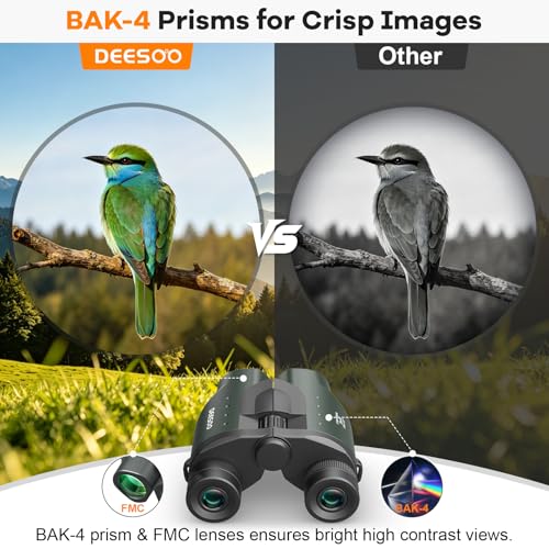 25x32 Compact Binoculars for Adults Kids - High Powered Lightweight Small Porro Binoculars with BAK4 Prism FMC Lens - Clear Vision for Bird Watching Cruise Ship Travel Hunting Sports (Green)