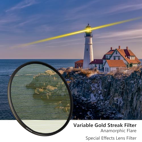 72mm Variable Gold Streak Filter, Special Effects Lens Filter 72mm