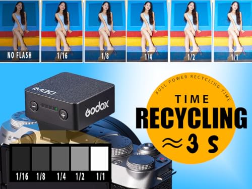 Godox iM20 with Diffuser Godox Flash USB-C Charging, Camera Flash GN 12, with 5 Levels Flash Power, 440 Full-Power Flashes Mini Flash for Sony zv1/Sony zve10 /Ricoh gr3/Fuji f1【not for ZV-1F】