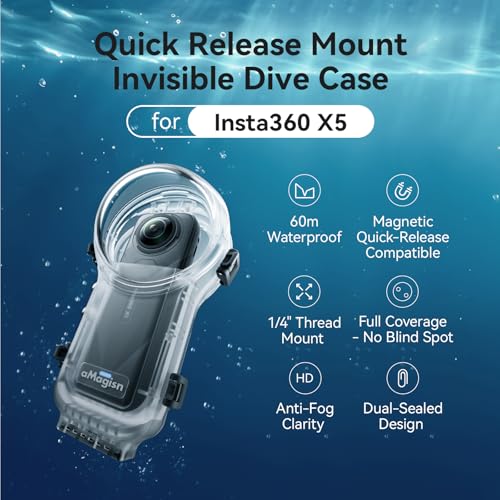 Waterproof Dive Case for Insta360 X5 (60m/196ft)