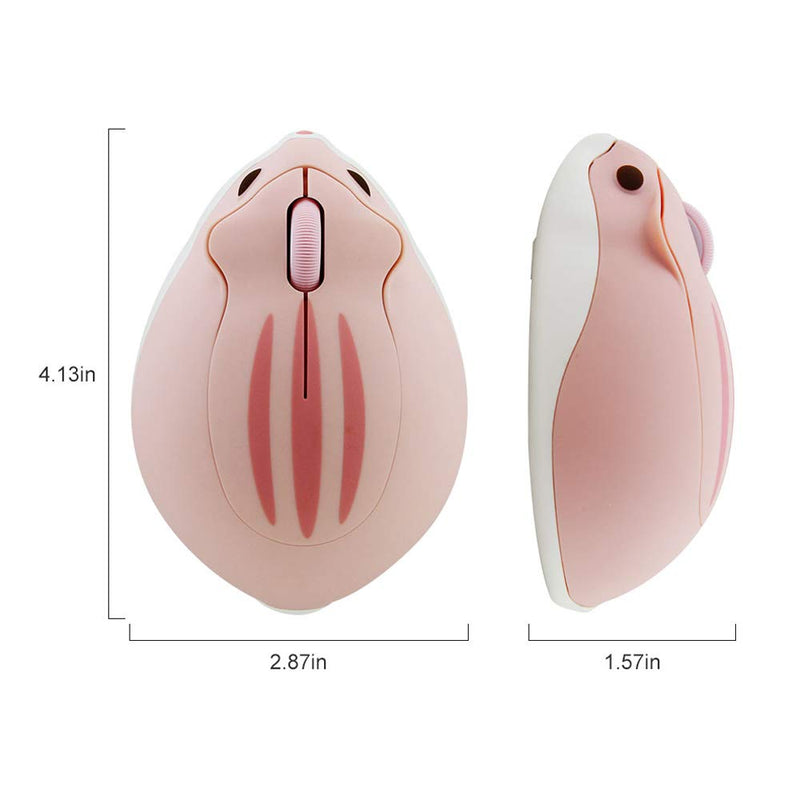 2.4GHz Wireless Mouse Cute Hamster Shape Less Noice Portable Mobile Optical 1200DPI USB Mice Cordless Mouse for PC Laptop Computer Notebook MacBook Kids Girl Gift (Pink) Pink